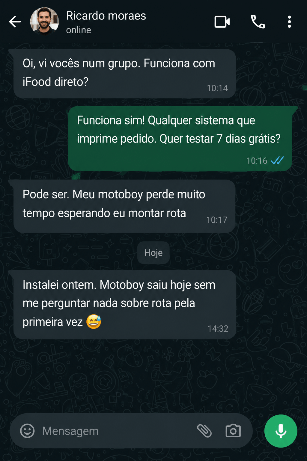Conversa WhatsApp real
