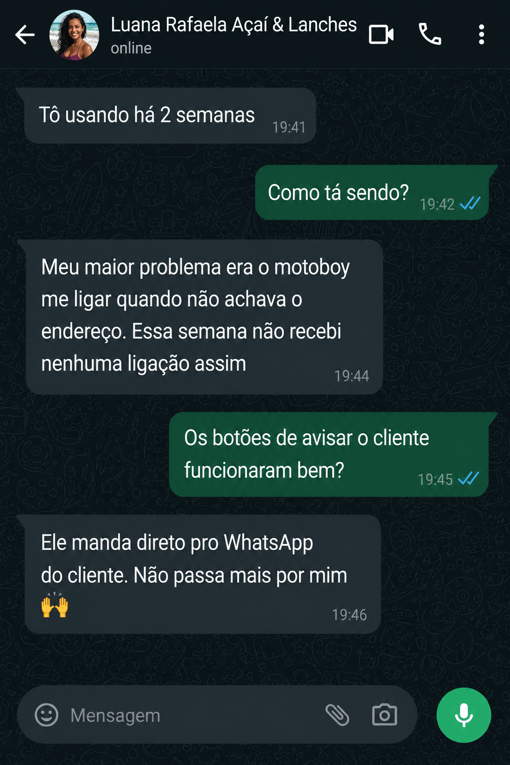 Conversa WhatsApp real